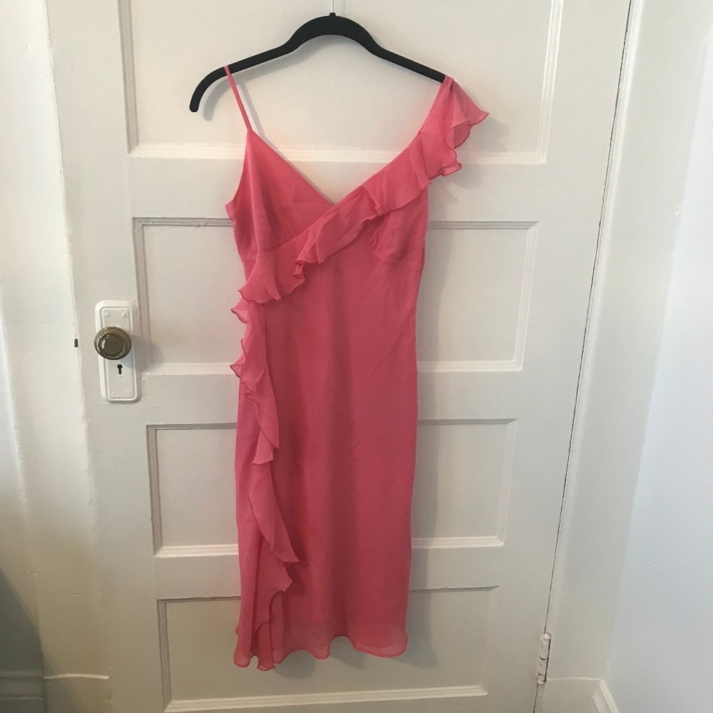 Silk Banana Republic Pink Ruffle Slip Dress